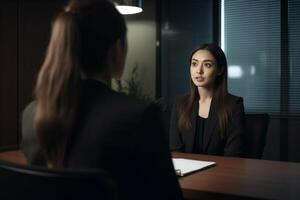 Job interview scene of job recruitment photo realism created with AI tools