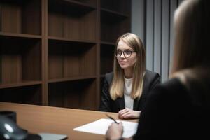 Job interview scene of job recruitment photo realism created with AI tools