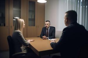 Job interview scene of job recruitment photo realism created with AI tools