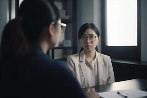 Job interview scene of job recruitment photo realism created with AI tools