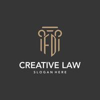 FD logo monogram with pillar style design vector