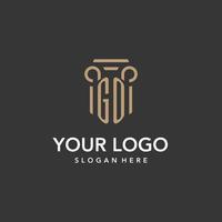 GO logo monogram with pillar style design vector