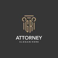 GR logo monogram with pillar style design vector