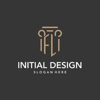 FL logo monogram with pillar style design vector