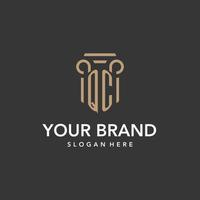 QC logo monogram with pillar style design vector
