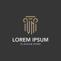 VM logo monogram with pillar style design vector