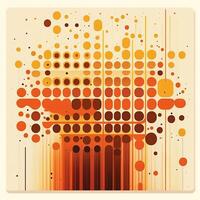 Big data abstract visualization background in retro style of the 70s. Bright and warm color palette, shades of orange, yellow, green and pale blue. photo