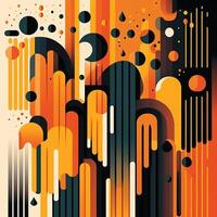 Big data abstract visualization background in retro style of the 70s. Bright and warm color palette, shades of orange, yellow, green and pale blue. photo
