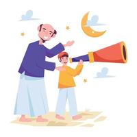 Trendy Watching Moon vector