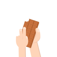 hand- Holding chocola bar zoet toetje tussendoortje bakkerij bruin png