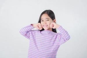 Image of Asian child posing on white  background photo