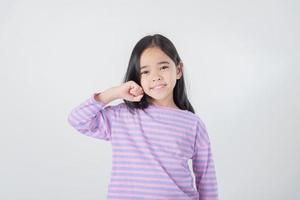 Image of Asian child posing on white  background photo