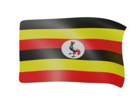 Ouganda agitant drapeau 3d png