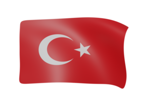 turkey waving flag 3d render png