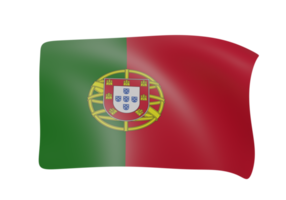 Portugal acenando bandeira 3d render png