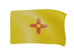 Novo México acenando bandeira 3d render png