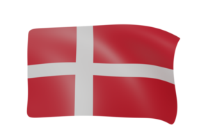 Danmark vinka flagga 3d framställa png