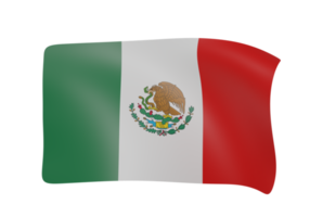 México acenando bandeira 3d render png