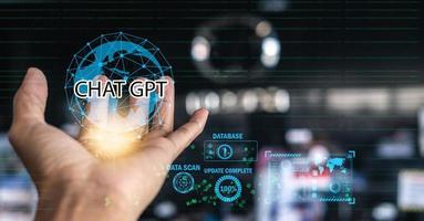 AI Technology CHAT GPT to people help to touch touching UI screen interface point to the point that needs to corrected New technology in IOT business industry photo