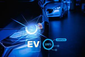 ev coche 2023 tecnología antecedentes tecnología ev cargando estación para eléctrico coche para transporte automotor automóvil industrial y coche eco poder producido 2023 tecnología cargador estación tecnología co2 foto