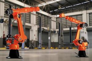 Arm Robot AI manufacture car product Object for manufacturing industry technology service maintenance of future warehouse mechanical future technology Car repair and production photo