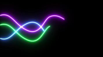 glühend Neon- Linien, abstrakt Hintergrund, Ausgleich, Signal Diagramm, ultraviolett Spektrum, Laser- zeigen, Impuls Leistung, Energie, chaotisch Wellen, geloopt Animation video