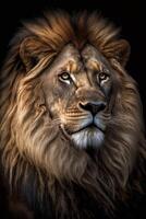 Lion on dark background. illustration photo