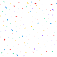 Colorful confetti falling PNG isolated on transparent background. Event and Anniversary celebration. Blue, red, yellow tinsel falling. Carnival elements. Simple Colorful confetti falling PNG.