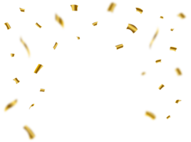 Golden confetti and ribbon falling isolated on transparent background. Event and birthday party celebration PNG. Simple confetti falling illustration. Golden Ribbon falling. Festival elements PNG. png