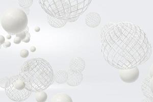 White abstract background with balls and spheres zero gravity formations photo