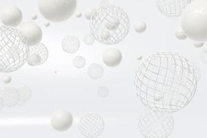 White abstract background with balls and spheres zero gravity formations photo