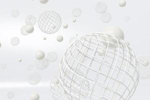 White abstract background with balls and spheres zero gravity formations photo