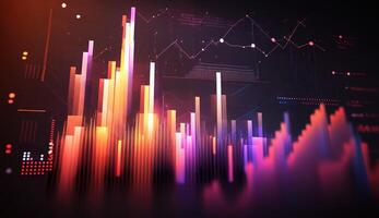 , stock market chart lines, financial graph on technology abstract background represent financial crisis, financial meltdown. Technology concept, trading market concept. photo