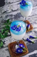blue latte from butterfly pea flower photo