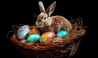 Happy Easter Holiday Cute Rabbit Animal Digital Funny Illustration photo