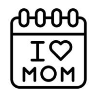 calendar mom icon outline black colour mother day symbol illustration. vector