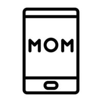 phone mom icon outline black colour mother day symbol illustration. vector