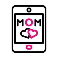 teléfono mamá icono duocolor negro rosado color madre día símbolo ilustración. vector