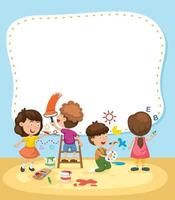 vacío bandera modelo con niños en salón de clases ilustración vector