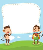 Empty banner template with two monkey illustration vector