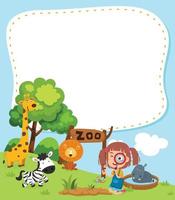 Empty banner template with zoo illustration vector