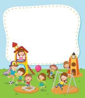 Empty banner template with children playing in playground illustration vector