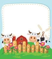 Empty banner template with farm cow illustration vector