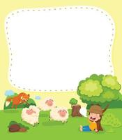 Empty banner template with shepherd boy fairy tale illustration vector