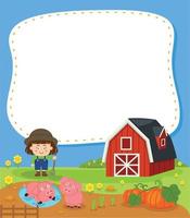 Empty banner template with garden scene illustration vector