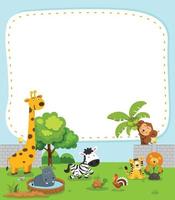 Empty banner template with zoo illustration vector