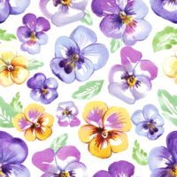 Pansy. Seamless pattern. Watercolor illustration png