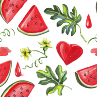 Watermelon seamless  pattern. Watercolor illustration png