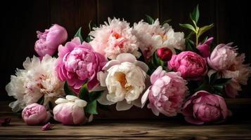 Romantic bouquet of peonies in the interior. photo