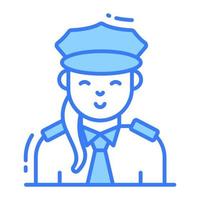 dama policía oficial avatar, vector diseño de profesional trabajador